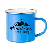 Kubki - Kubek Stalowy Z Nadrukiem PREZENT DLA MIŁOŚNIKA GÓR Niebieski - miniaturka - grafika 1