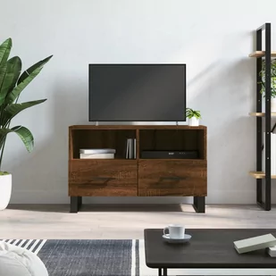 vidaXL Szafka pod telewizor, brązowy dąb, 80x36x50 cm - Szafki RTV - miniaturka - grafika 1