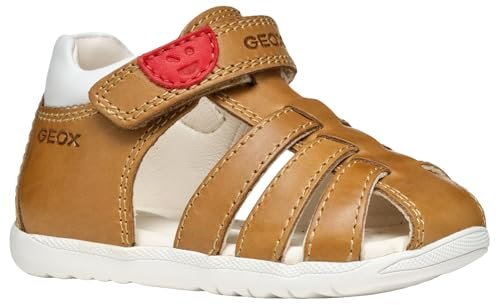 Geox B Sandały MACCHIA Boy, Sandały dziecięce-dziecięce, Whisky/White, 19 EU, Kolor biały, 19 EU