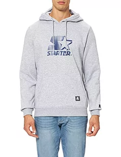 STARTER BLACK LABEL Męska bluza z kapturem z klasycznym nadrukiem logo i naszywką, bluza z kapturem i kieszenią na brzuch, 8 kolorów, rozmiary od XS do XXL, Heathergrey, M - Bluzy męskie - miniaturka - grafika 1