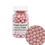 Dodatki do ciast w proszku - Posypka cukrowa PEREŁKI RYŻOWE RÓŻOWE PERŁOWE 7 mm Sweet Decor, 40 g - miniaturka - grafika 1