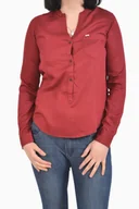 Koszule damskie - LEE COLLARLESS BLOUSE BRIGHT BURGUNDY KOSZULA - miniaturka - grafika 1