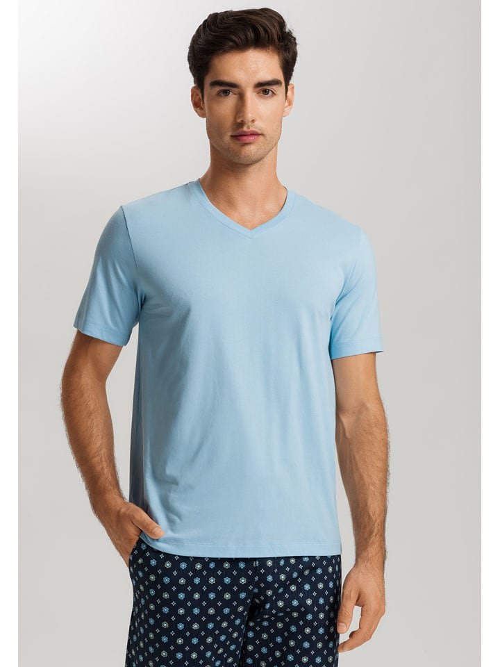 Hanro Koszulka piżamowa w kolorze błękitnym