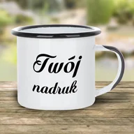 Kubki - Kubek metalowy, emaliowany 360 ml z czarnym uszkiem i rantem z Twoim nadrukiem - miniaturka - grafika 1