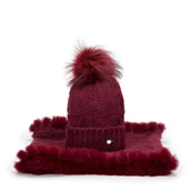 Czapki damskie - Damski komplet zimowy ze sztucznym futerkiem - miniaturka - grafika 1