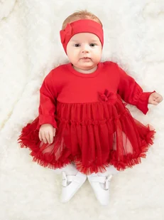 Niemowlęce sukienko-body z długim rękawem i tiulem czerwone Nicol,r.80 - Body dla niemowląt Niemowlęce sukienko-body z długim rękawem i tiulem czerwone Nicol,r.80 - Body dla niemowląt - miniaturka - grafika 1