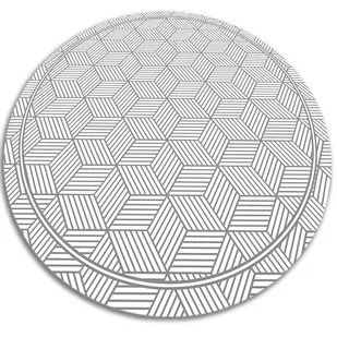 Modny dywan okrągły winylowy geometryczna kostka fi150 cm - Dywany - miniaturka - grafika 1