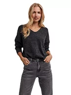 Bluzki damskie - Vero Moda Damska bluzka Vmdoffy Ls z dekoltem w serek Ga Boo sweter, Czarny/szczegółowy: melanż, XL - miniaturka - grafika 1