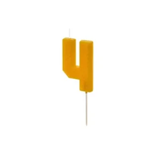 PartyDeco Świeczka urodzinowa 4 żółta 6cm - Urodziny dla dorosłych - miniaturka - grafika 1