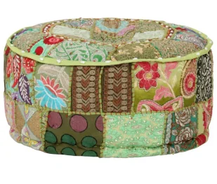 Okrągła zielona pufa patchwork - Reo 3X - Pufy i podnóżki Okrągła zielona pufa patchwork - Reo 3X - Pufy i podnóżki - miniaturka - grafika 1