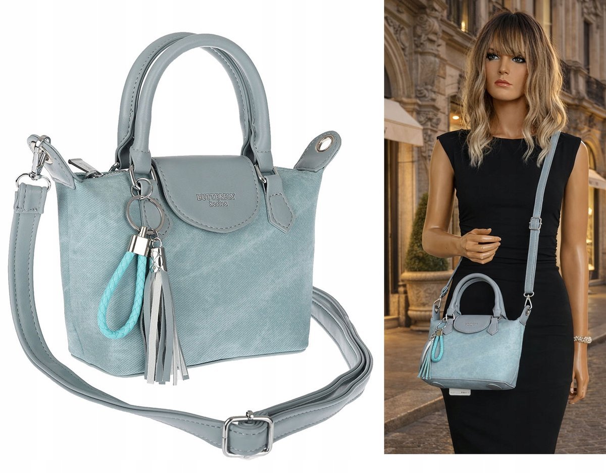 Torebka damska kuferek listonoszka na ramię do ręki modna J889 Niebieska