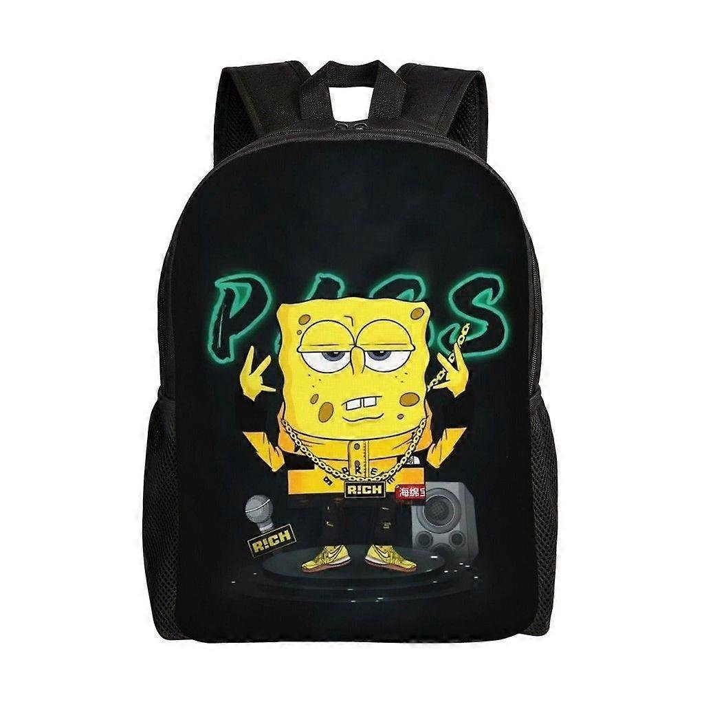 SpongeBob Kanciastoporty Wszechstronny plecak Zmywalny plecak szkolny w stylu casual Modna torba na komputer z tkaniny Oxford Unisex-hjka2968