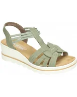 Sandały damskie - SANDAŁY RIEKER - 910184-07 ZIELONY - Rieker - miniaturka - grafika 1