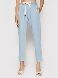 Spodnie damskie - Rinascimento Spodnie materiałowe CFC0103213003 Niebieski Relaxed Fit - grafika 1