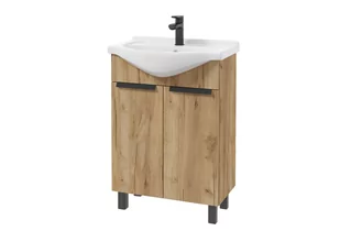 Szafka łazienkowa z umywalką Deftans Lliy 60 cm dąb craft złoty 001-D-06047+1527 - Szafki łazienkowe - miniaturka - grafika 1