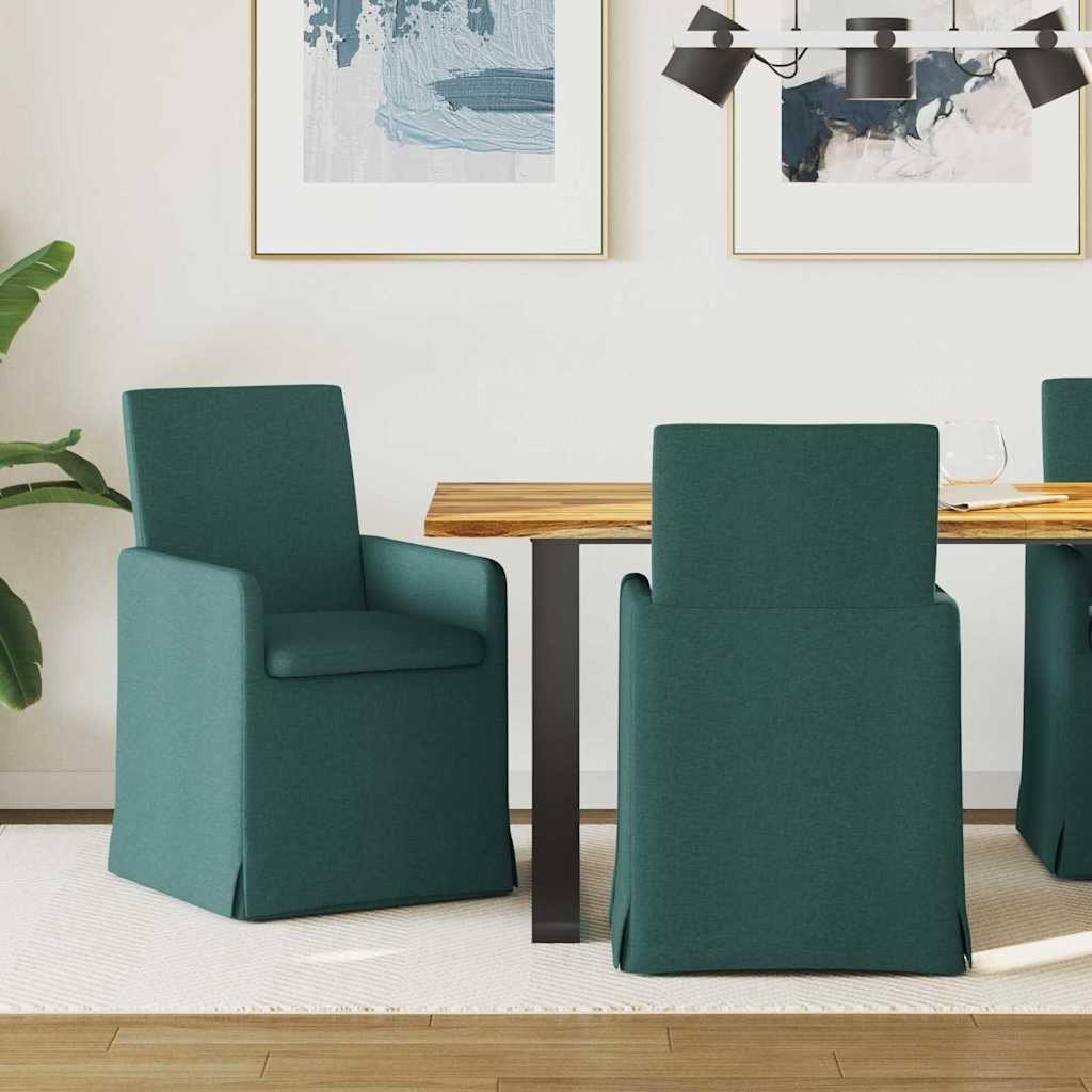 vidaXL Krzesła jadalne 2 pcs Ciemnozielony 57 x 67 x 95 cm tkanina