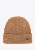 Czapki damskie - Damska czapka zimowa z miękkiej dzianiny brązowa - miniaturka - grafika 1
