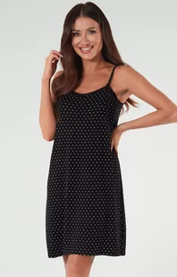 Koszula nocna damska na wąskie ramiączko czarna Puntini, Kolor czarny-wzór, Rozmiar S, Italian Fashion - Primodo.com - Piżamy damskie - miniaturka - grafika 1