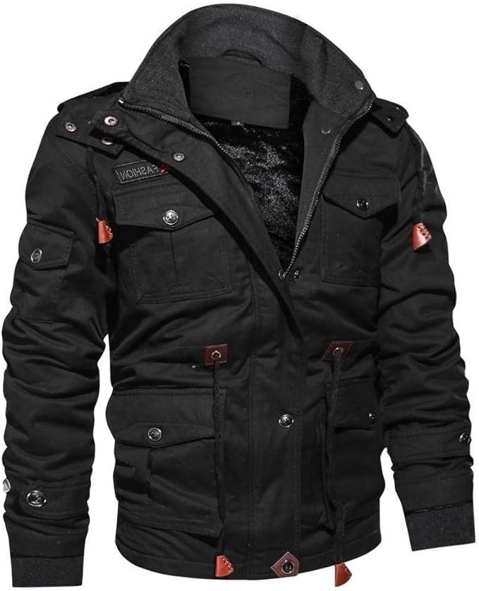 Kurtka męska zimowa ocieplana Outdoor Czarna Kaptur 3XL / XXXL - TACVASEN