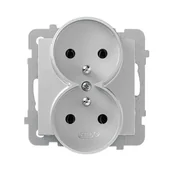 Gniazdka elektryczne - Ospel AS srebrny gniazdo podwójne +0) do ramki GP-2GRZ/m/18 GP-2GRZ/m/18 - miniaturka - grafika 1