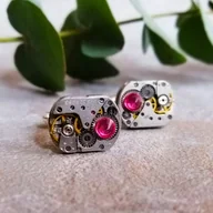 Spinki do mankietów i krawatów - Squares II Pink - Spinki do mankietów STEAMPUNK - miniaturka - grafika 1