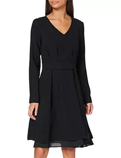 Sukienki - Armani Exchange Damska sukienka formalna z mikroteksturą Fluid Long Sleeve, czarny, 2 - grafika 1