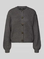 Swetry damskie - Kurtka z dzianiny o kroju relaxed fit z jednorzędową listwą guzikową model ‘LEA’ - miniaturka - grafika 1