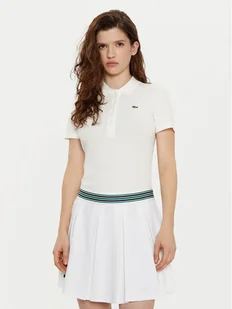 Lacoste Polo DF5377 Écru Slim Fit - Koszulki i topy damskie - miniaturka - grafika 1