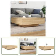 Ławy i stoliki kawowe - The Living Store stolik kawowy dąb sonoma 100x100x31 cm materiał drewnopochodny - miniaturka - grafika 1