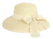 Czapki damskie - Kapelusz Damski Plażowy Słomkowy Retro Regulowany Elegancki Na Lato Kokarda - miniaturka - grafika 1