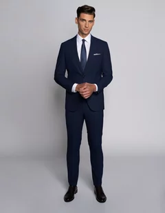 Garnitur męski casteggio granatowy slim fit - Garnitury - miniaturka - grafika 1