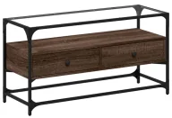 Szafki RTV - Szafka ze szklanym blatem pod telewizor brązowy S6-H93 - miniaturka - grafika 1