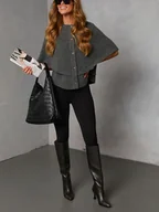 Kurtki damskie - LA Angels Ponczo w kolorze szarym - miniaturka - grafika 1