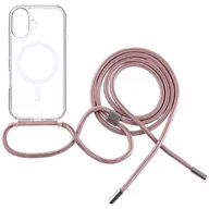Etui i futerały do telefonów - Etui FIXED MagPure Neck MagSafe do Apple iPhone 16 Przezroczysty + różowa smycz - miniaturka - grafika 1