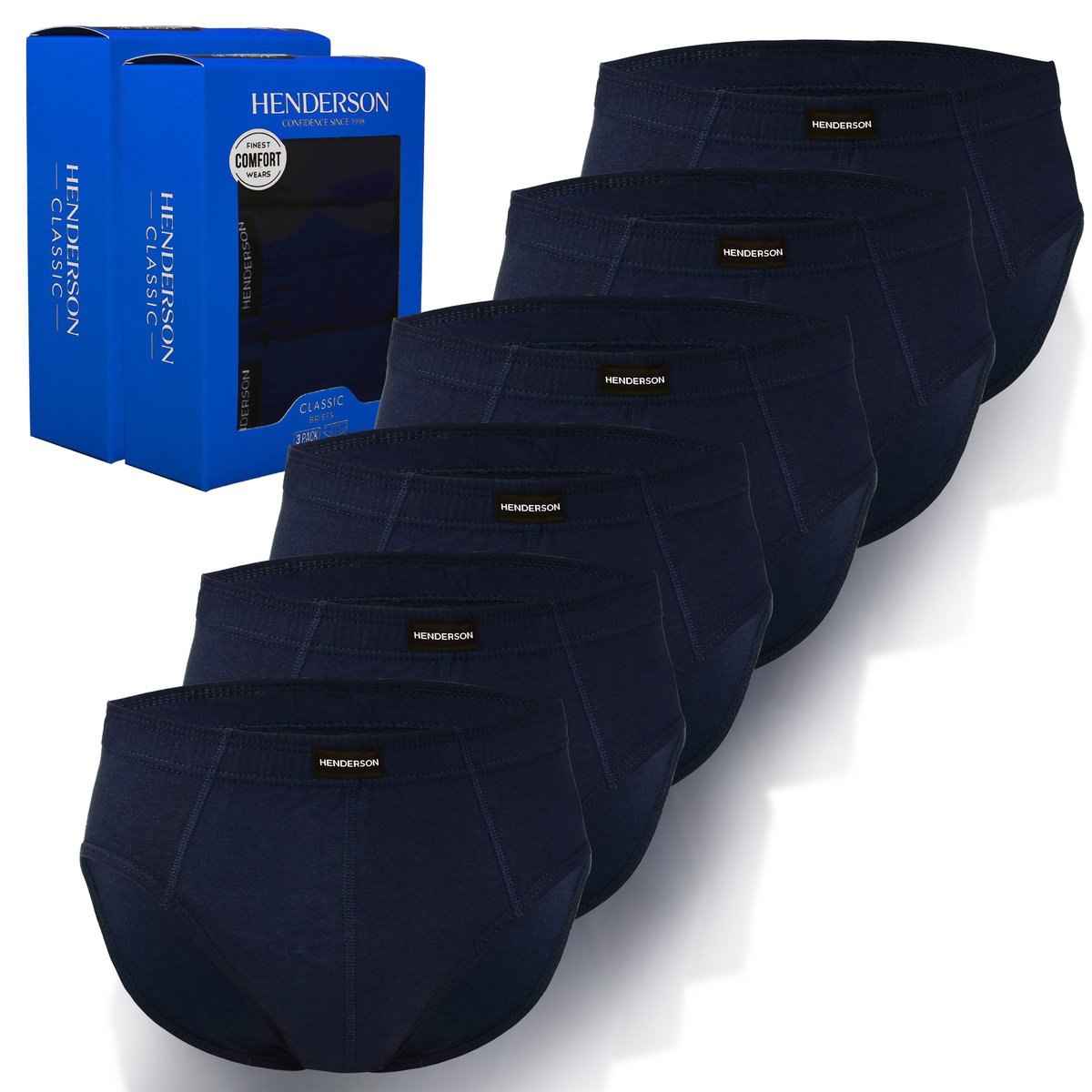 HENDERSON Zestaw Slipy Męskie Bawełna Granatowy 6 Sztuk Rozmiar M