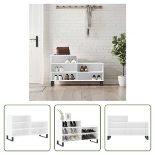 The Living Store Stojak na buty Biały 102x36x60 cm Materiał drewnopochodny - Szafki na buty The Living Store Stojak na buty Biały 102x36x60 cm Materiał drewnopochodny - Szafki na buty - miniaturka - grafika 1