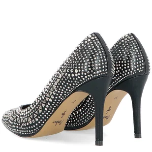 Wieczorowe szpilki z kryształkami - MENBUR 23345 CZARNE - Czółenka - miniaturka - grafika 7