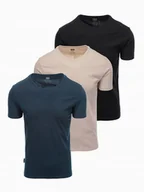 Koszulki męskie - Meski t-shirt zestaw bawełna czarny/granatowy/piaskowy OM-TSBS-0232 V7 XXL - miniaturka - grafika 1