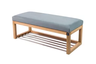 Ławka na buty LPG-4 130cm EMRAWOOD drewno lite kolor naturalny siedzisko gładkie kolor popiel - Ławki do przedpokoju - miniaturka - grafika 1