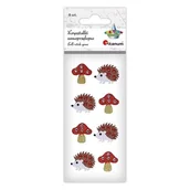 Zeszyty szkolne - Kryształki samoprzylepne muchomorki i jeże 8 szt - miniaturka - grafika 1