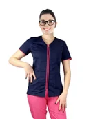 Odzież medyczna - Żakiet medyczny kosmetyczny na suwak granatowy z lamówką amarant 38 - miniaturka - grafika 1