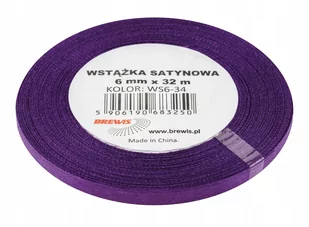 Brewis Wstążka dekoracyjna satynowa 6mm/32m fioletowa 34 VB8559 - Pasmanteria - miniaturka - grafika 1