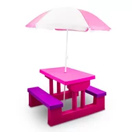 Place zabaw - Meble ogrodowe dla dziecka Łakwa ze stolikiem i parasolką prezent na DZIEŃ DZIECKA - miniaturka - grafika 1