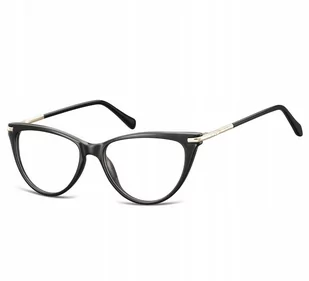 Sunoptic Okulary zerówki korekcyjne Kocie Oczy damskie AC1 czarno-złote - Okulary korekcyjne, oprawki, szkła - miniaturka - grafika 1