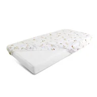 Prześcieradła dla dzieci - BabyMatex Prześcieradło bawełniane 60x120x10 białe liście ptaki - miniaturka - grafika 1