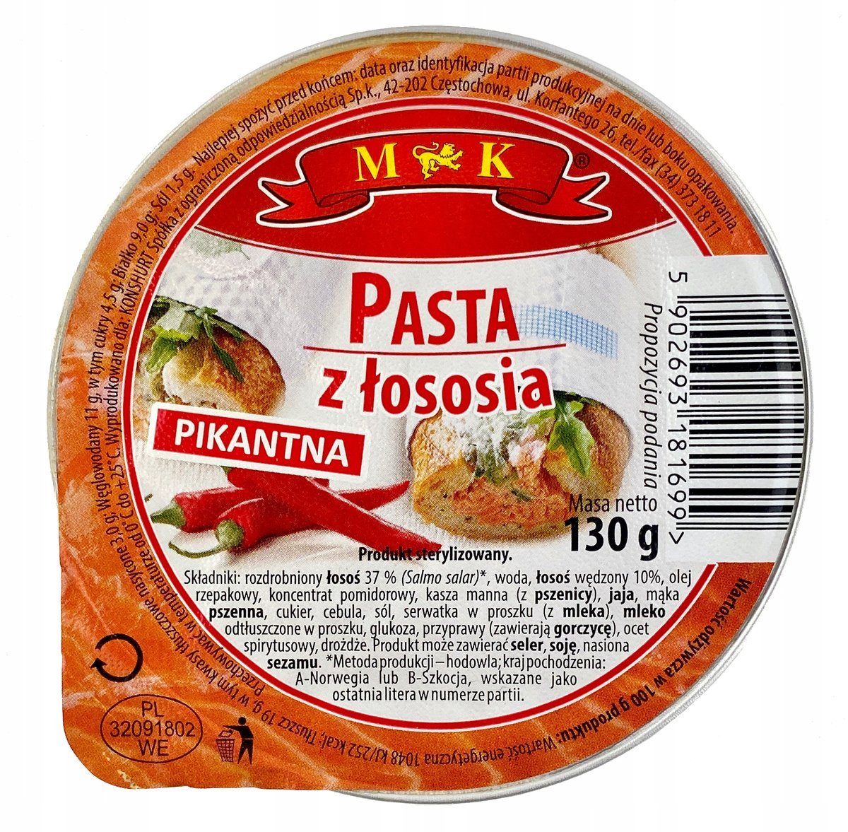 Pasta z łososia pikantna MK 0,13 kg