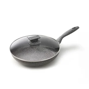 Avilia Nieprzywierająca patelnia indukcyjna z pokrywką - efekt kamienia, gotowanie bez oleju, ergonomiczny uchwyt Soft-Touch, doskonała do mięsa, ryb i warzyw, 20 cm, wyprodukowano we Włoszech - Patelnie - miniaturka - grafika 1