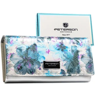 Damski portfel Peterson z ochroną kart RFID duży pojemny na karty i gotówkę w kwiaty wielokolorowy - Portfele - miniaturka - grafika 1