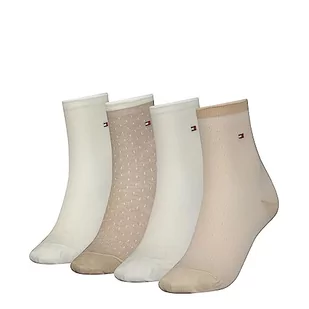 Tommy Hilfiger Damskie krótkie skarpety (4 sztuki), Off White/Sand, 35-38 EU - Skarpetki damskie - miniaturka - grafika 1