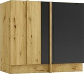 Szafki kuchenne - Stolkar Szafka kuchenna narożna ISABEL DNP90 P/L czarny mat/dąb artisan STOLKAR - miniaturka - grafika 1